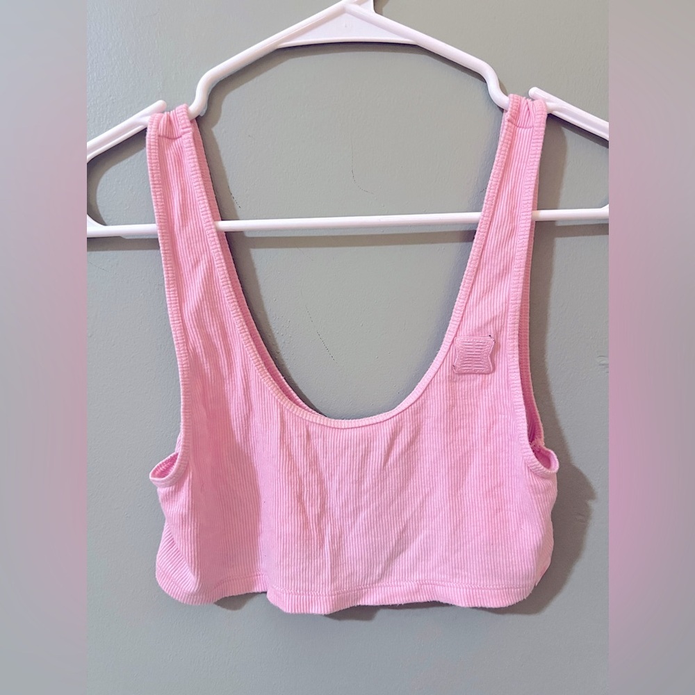 SAVAGE X FENTY RIB SLEEP CROP TOP pink size small